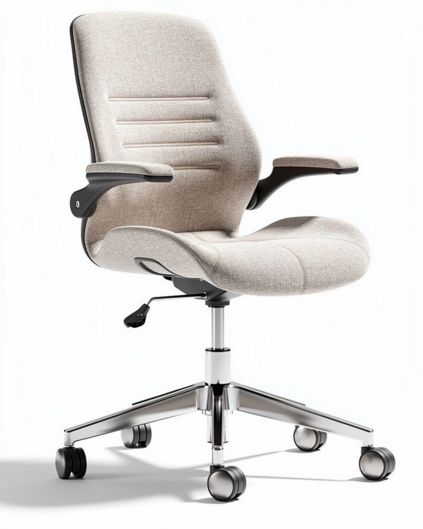 Chaise de bureau en tissu avec accoudoirs pour espace de travail - 60 x 60 x 90cm
