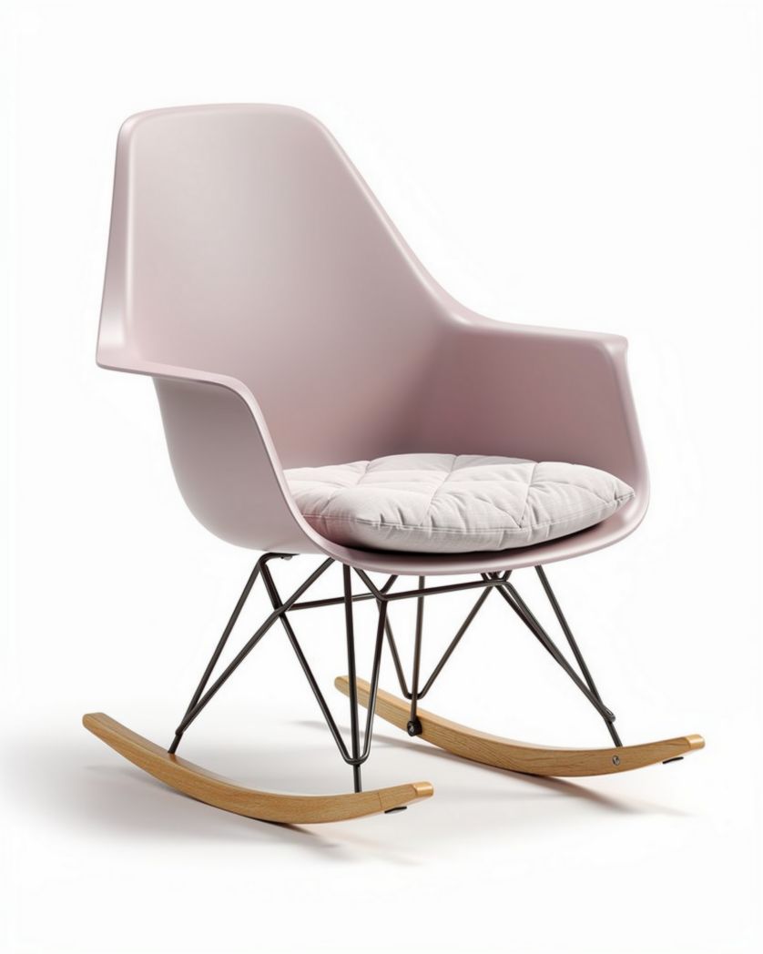 Chaise berçante en plastique avec coussin pour espace de détente - 70 x 70 x 90cm