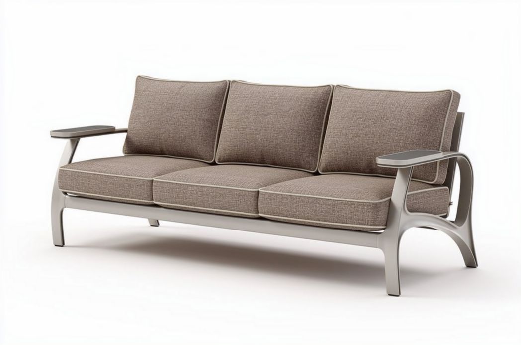 Canapé d'extérieur en aluminium et tissu résistant aux intempéries - 200 x 85 x 80cm